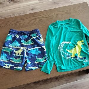 Carter's Teal and Navy Dinosaur Rashguard Set